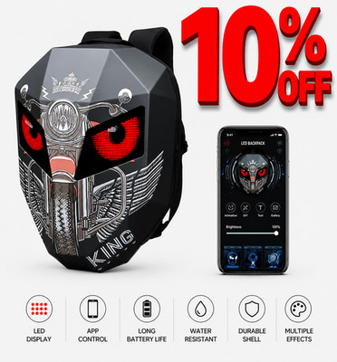 Smart LED Waterproof Motorcycle Backpack | Hard Shell App-Control Display (Black