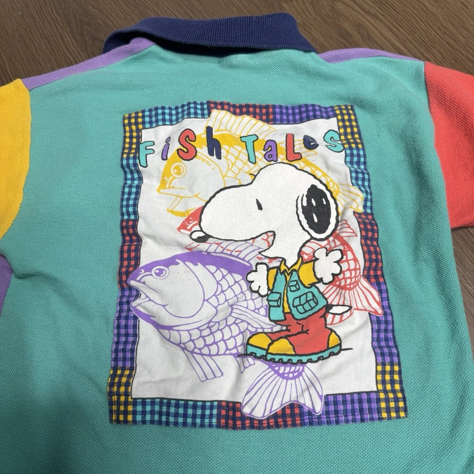 Camisa de béisbol vintage Baby Snoopy 18 meses años 90 polo cuentos de peces cuello de cacahuetes Foto 2 de 4
