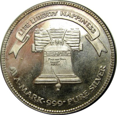 1 oz Silver 999 Round 1985 A-Mark HAPPINESS ERROR MONSTER Doubled Die on Reverse