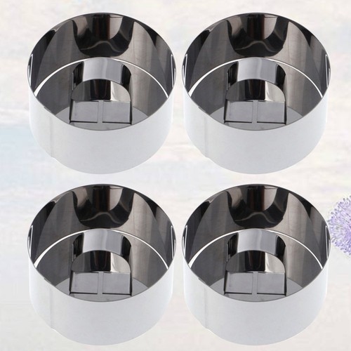 4 Pezzi Anelli da Forno Rotondi Acciaio Inox Stampo per Mousse Forniture per Torte Strumento per Fare - Foto 11 di 12