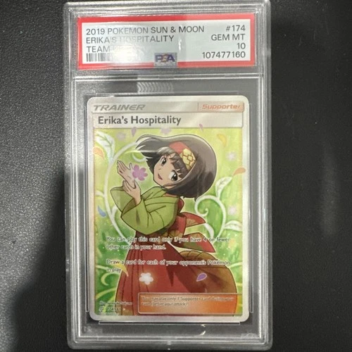 2019 POKEMON SUN & MOON TEAM UP #174 FULL ART/ERIKA'S HOSPITALITY PSA 10