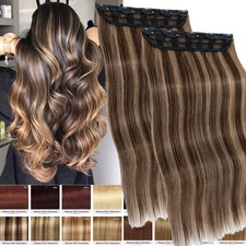 Echthaar Ein Tressen Clip in Remy Extensions Haarverlängerung Dick Haarteil Lang