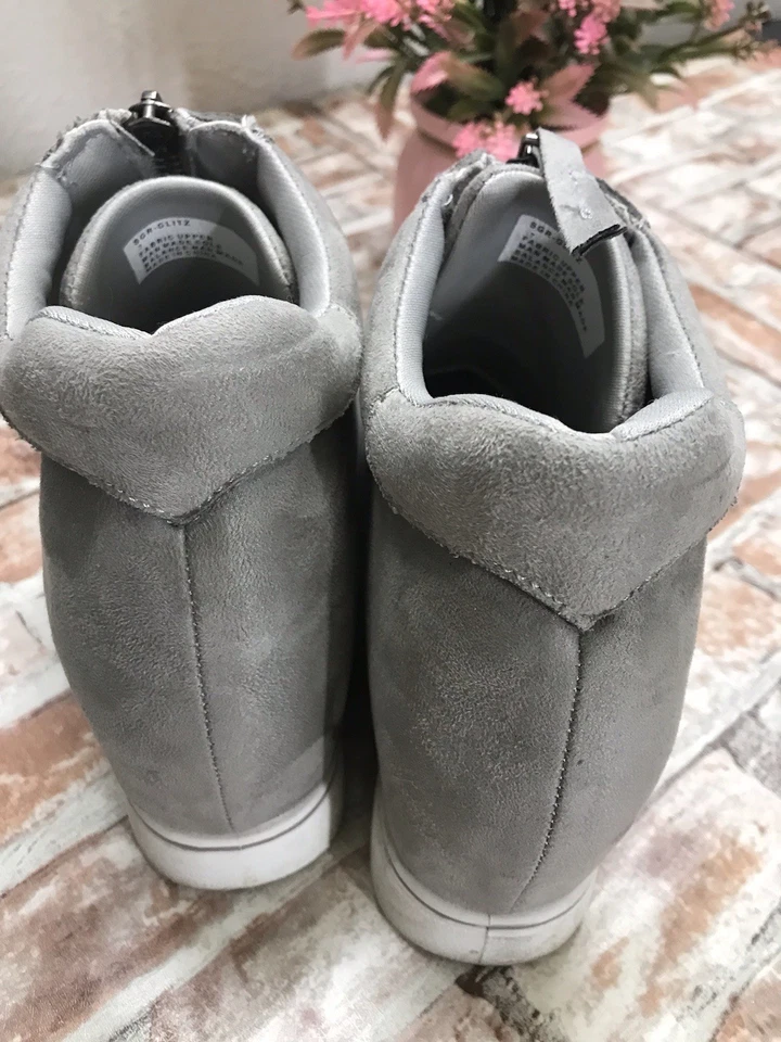 Sugar GLITZ Wedge Tennis Velvet Shoe HIGH THICK HEEL SIZE 7 ZIPS ON TOP - Image 4 of 4