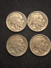 4 Beautiful Vintage 1913 Type I  Buffalo Nickels.  High Quality Coin Collection