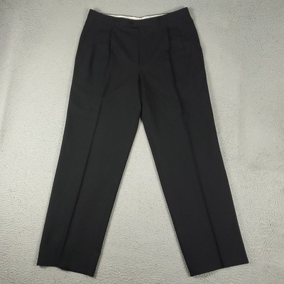 Zanella Pants Mens 38x32 Black Bennett Wool Slacks Pleated Trousers Chino