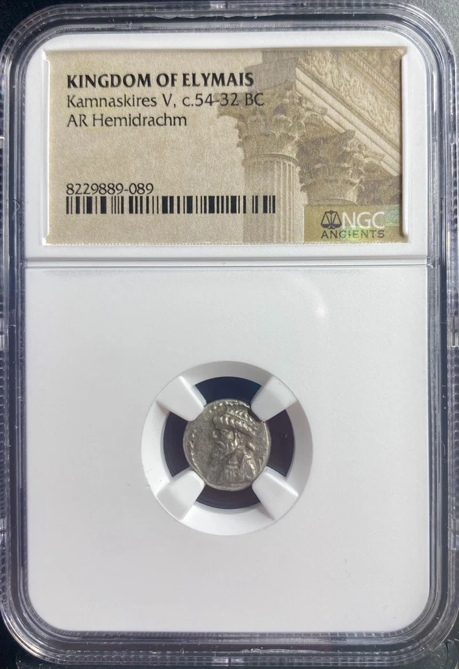 NGC Kingdom Of Elymais Silver Hemidrachm 54BC-32BC Kamnaskires genuino certificado Foto 3 de 4