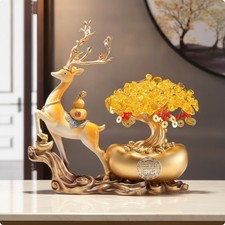 Statue De Cerf Avec Arbre à Argent Feng Shui - Figurine D'arbre à Argent