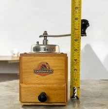 VINTAGE ZASSENHAUS GERMAN WOODEN COFFEE GRINDER MILL - HAND CRANK - TESTED