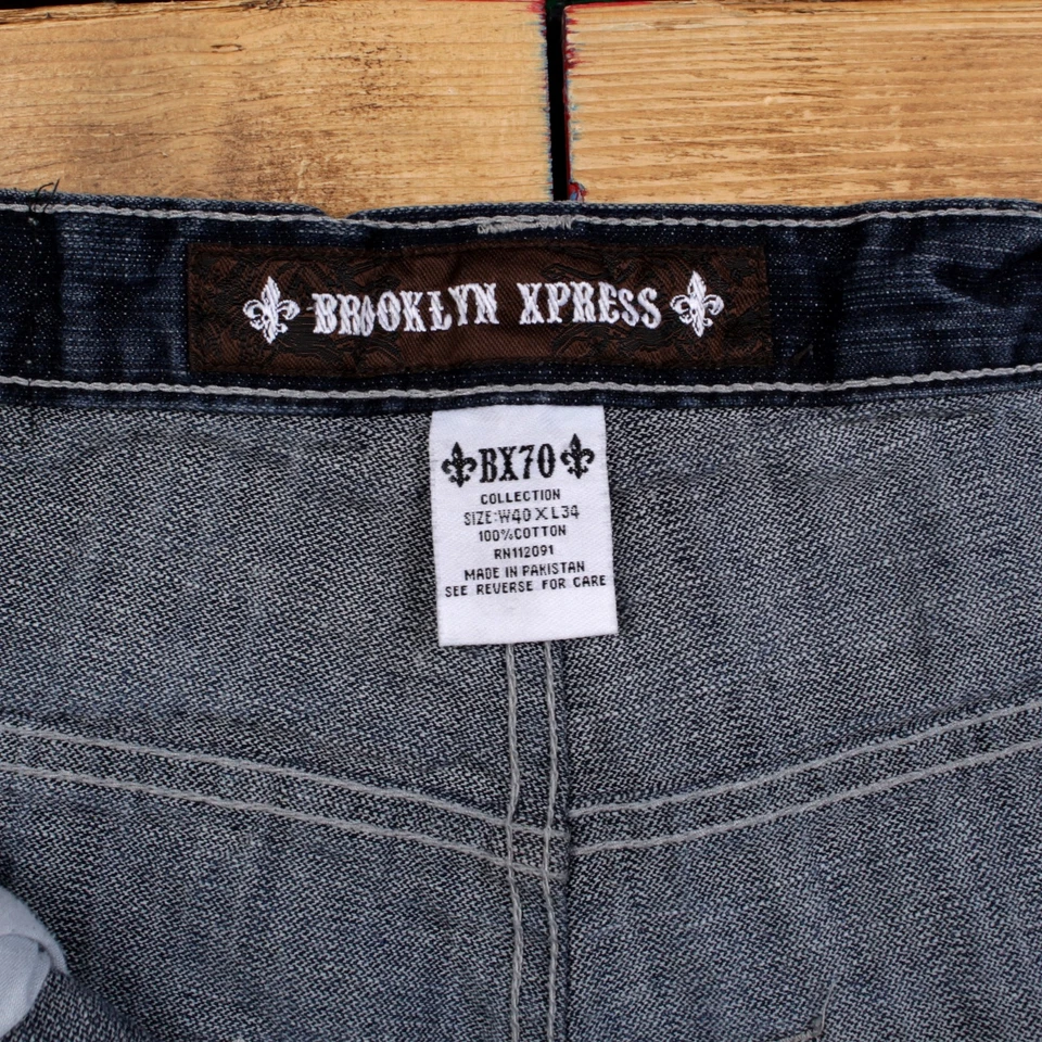 Pantalones de mezclilla Brooklyn Express vintage 40x34 Y2K hip hop holgados para hombre Foto 4 de 4
