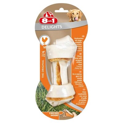 8in1 Delights Kauknochen M mit Hähnchen für Hunde, Zahnpflege