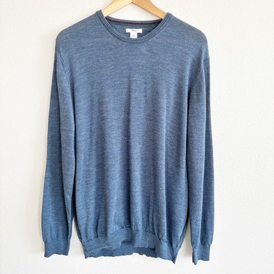 BRAX Rick Sweater Mens XL Blue 100% Merino Wool Elbow Patch Pullover Preppy