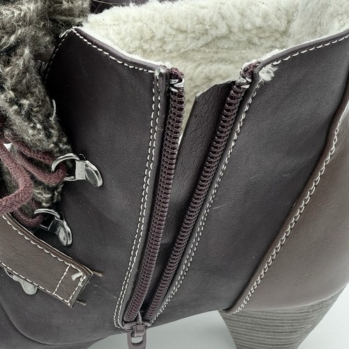 Muk Luks Women's Leah Boot Burgundy Size 10 Lace-Up Buckle Ankle Boots 3" Heals - Picture 8 of 19