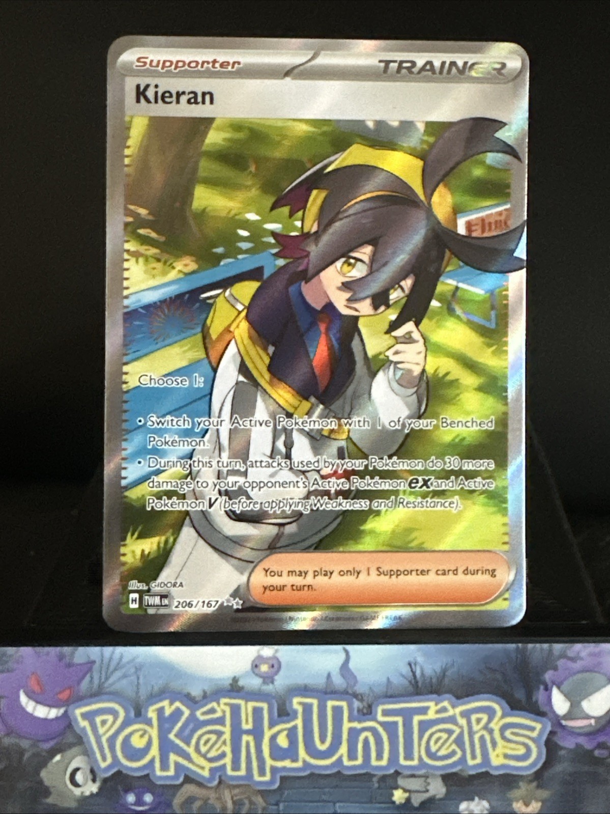 Pokemon Card Kieran 206/167 Twilight Masquerade Full Art Trainer NM