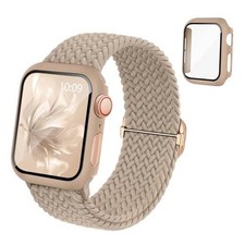 Braided Stretchy Band Compatible for Apple Watch Band and Case 40mm Milk Tea
