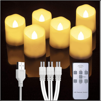 USB-Ladeteelichter mit Fernbedienung | Timer-Modus | Art-Deco Design