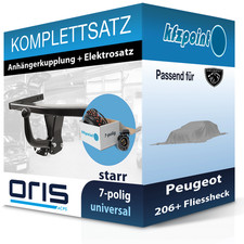 Für Peugeot 206+ Fliessheck 09- ORIS Anhängerkupplung starr + 7polig E-Satz AHK