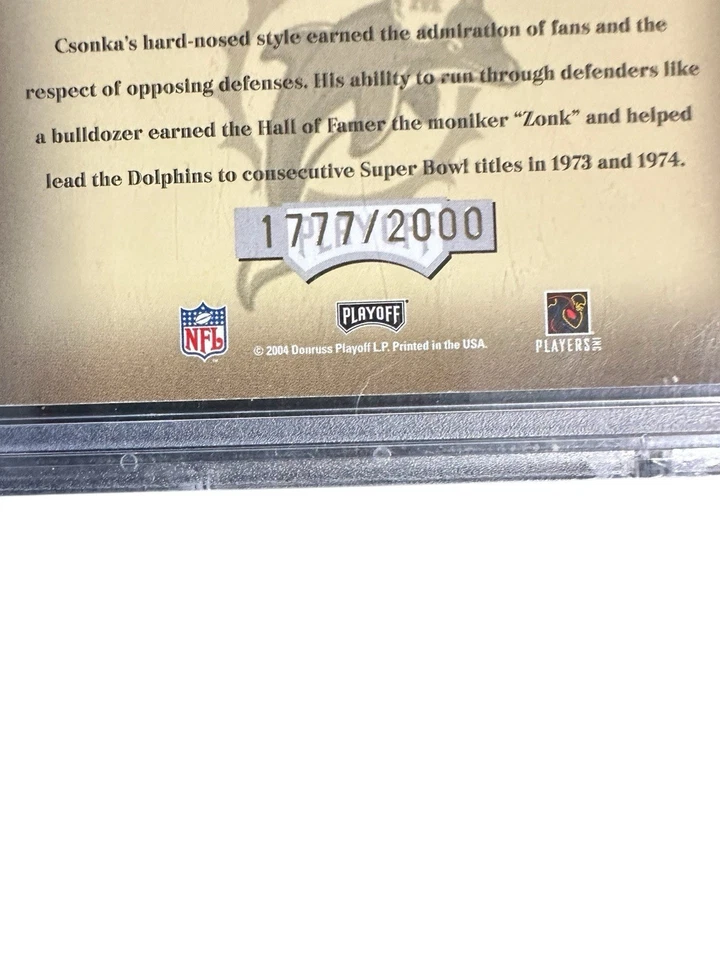 2004 Playoff Contenders Legendary Orange /2000 Larry Csonka #LC-7 HOF PSA 9 - Image 3 of 3