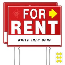 For Rent Sign with Tall Stakes, 17" x 13", For Rent Sign with Arrow Stickers,...