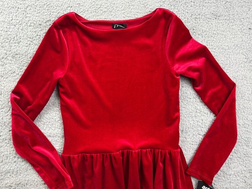 Art Class Girl's Size XL (14) Long Sleeve Velour Bubble Dress Red - Picture 3 of 7
