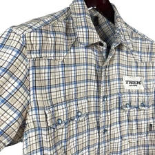 Howies UK Short Sleeve Flannel Pearl Snap Shirt Mens M Organic Cotton Trek Bike