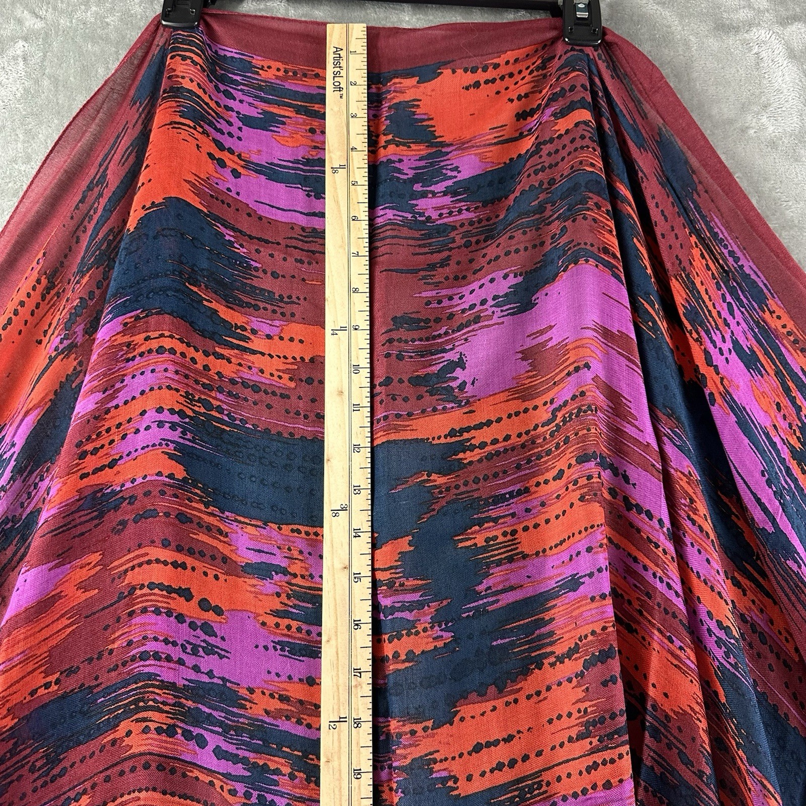 Rectangular Scarf Vibrant Abstract Pattern Red Te… - image 2