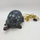 Vtg Stained Glass Tiffany Style Turtle Accent Table Lamp Night Light Decor Works