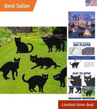 Halloween Outdoor Decorations: 6 Black Cat Signs with Durable Stakes  Glow Eyes