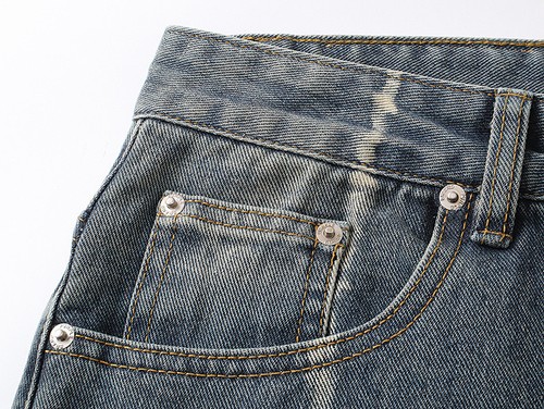 Jeans toppati blu viola lavato linea marca design street retrò jeans dritti - Foto 12 di 13