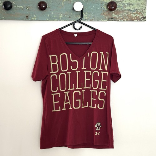 Women's Under Armor Maroon Boston College Eagles Basic Arch V-Neck T-Shirt Lg