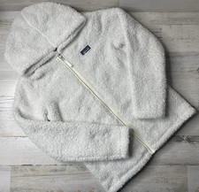 Patagonia Los Gatos White Sherpa Fleece Hoodie Full Zip Jacket Girls Size L 12