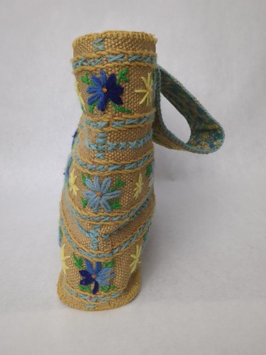 Vintage Jute Sackleinen bestickt Tasche Eingriff Handtasche Beuteltasche lila/blau/gelb.. - Bild 13 von 24