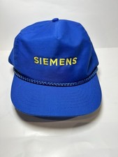 VTG Siemens Hat Blue Yellow Snapback Rope Corpcore Tech Promo Trucker Uniform