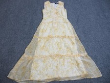 Lauren Ralph Lauren Dress Womens 4 Yellow Floral Maxi V Neck Sleeveless Flare