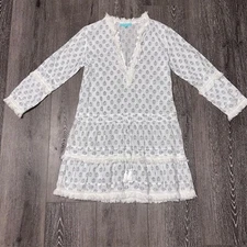 MELISSA ODABASH Size L Victoria Lace Kaftan Cover Up Tunic White