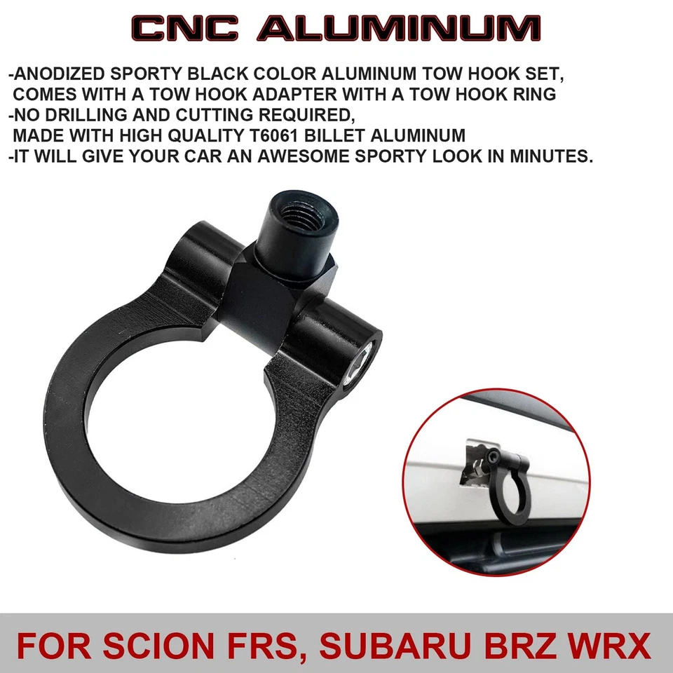 Remolque con gancho de remolque JDM negro para carreras de pista para Subaru WRX STI BRZ Impreza 2013-2022 Foto 4 de 4