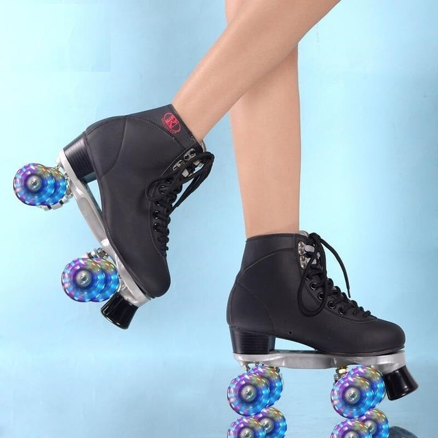 Womens Roller Skates Girls Rink Skate Light UP LED Quad 4 Wheels