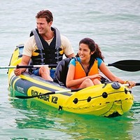 Inflatable Kayak Intex Explorer K2 Pump Paddles Carry Bag Yellow Black Inflatable Kayak Intex Explorer K2 Pump Paddles Carry Bag Yellow Black