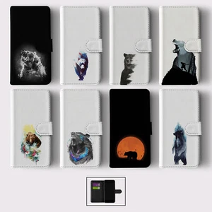 Flip Wallet Case pour téléphone Iphone 17 16 15 14 13 12 Se 8 Bête sauvage grizzli d'ours
