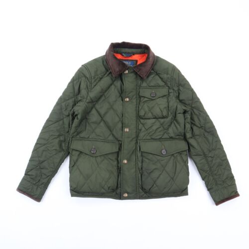 Polo Ralph Lauren Quilted Down Puffer Jacket Green Boys M Medium (10-12) EUC - Picture 1 of 9