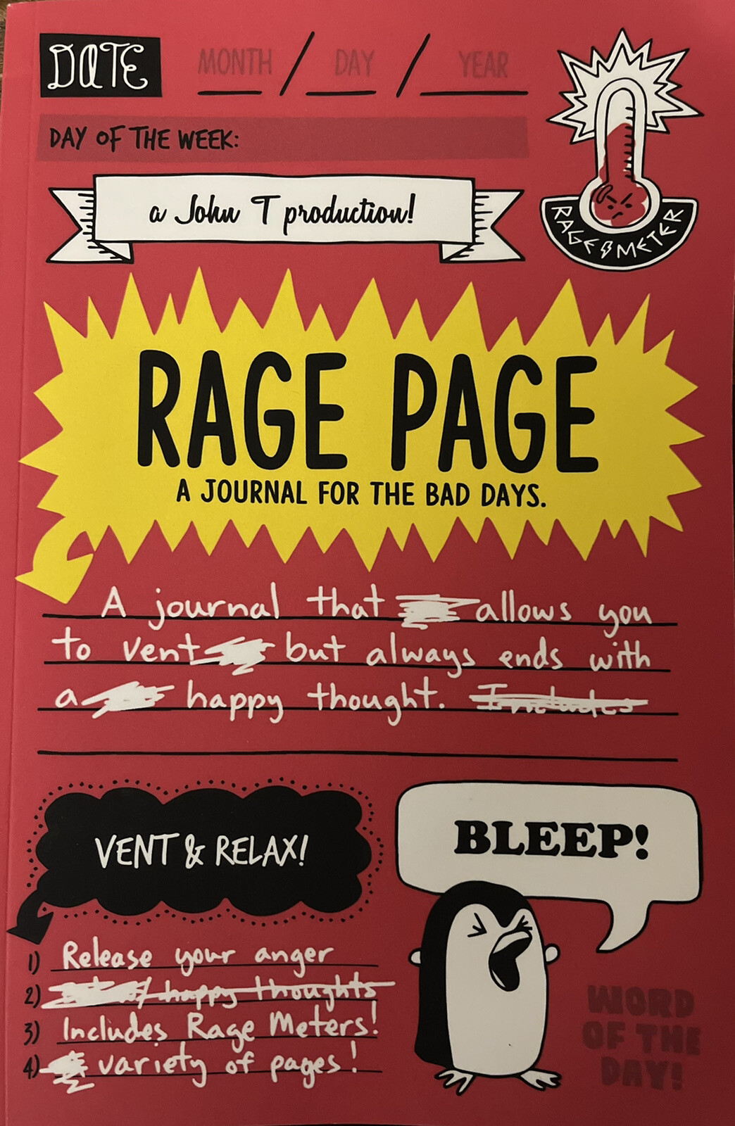 Rage Page : A Journal for the Bad Days by John T (2018, Trade 
