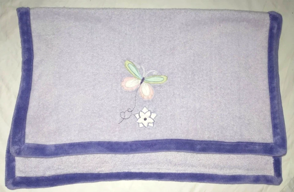 Tiddliwinks Purple Butterfly Flower Blanket htf Fleece Baby Girl Pink Green Soft - Image 3 of 3