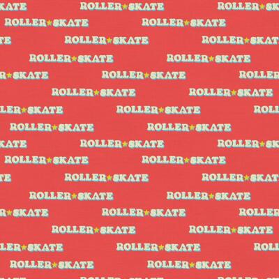 Roller Skating Fabric, BTY, Let The Good Times Roll Words, 21763, TheFabricEdge