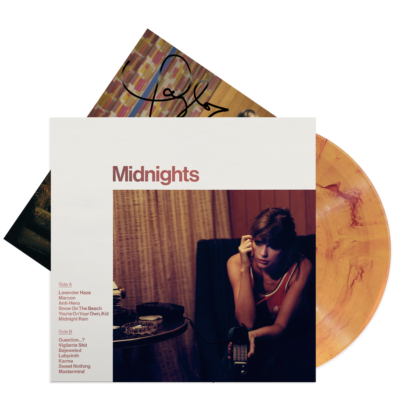 HAND SIGNED Taylor Swift Midnights Blood Moon Marbled Vinyl