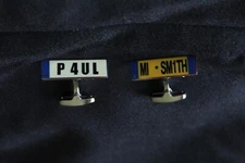 Paul Smith Cufflinks License Plate Chrome Swivel Back French Cuff Links