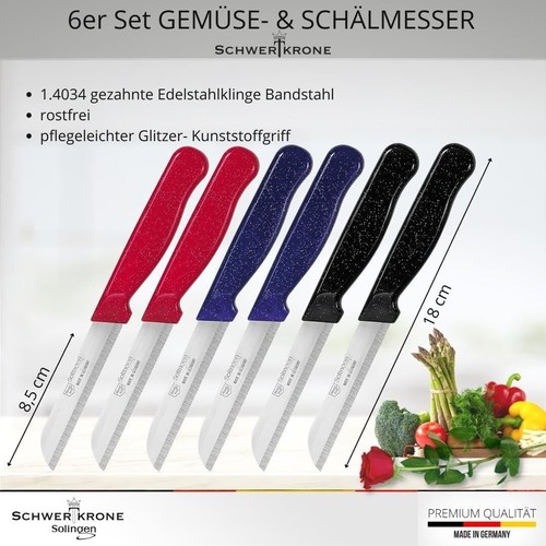 Set Coltelli x6 Coltelli acciaio inox Made in Germany Coltello da frutta verdura - Foto 2 di 8