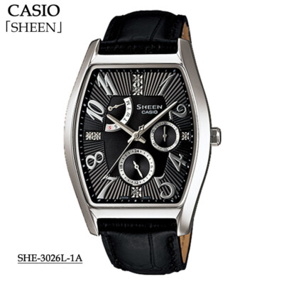 Casio Sheen Large Tonneau Model Retrograde Day Indicator Stainless  SHE-3026L-1A
