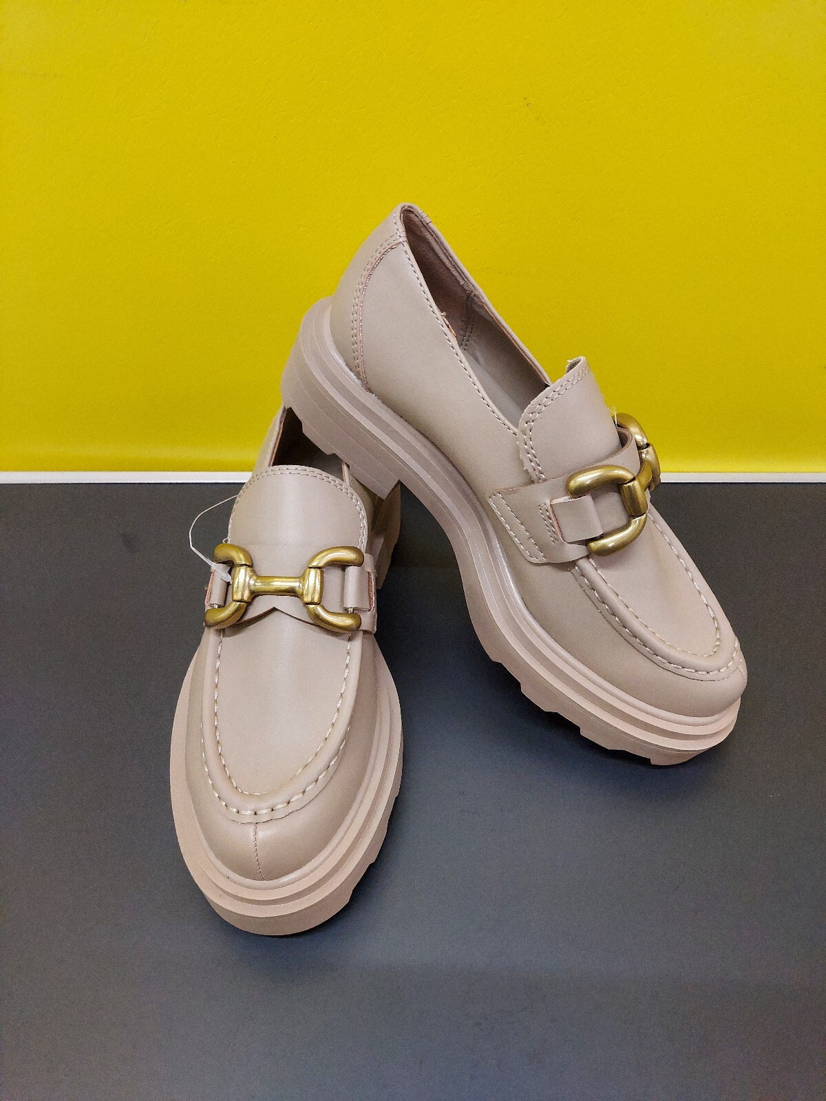 SAOLA NEXT Mocassini Forever Comfort suola grossa con ferramenta oro UK 3 5 EU 36 £ 42
