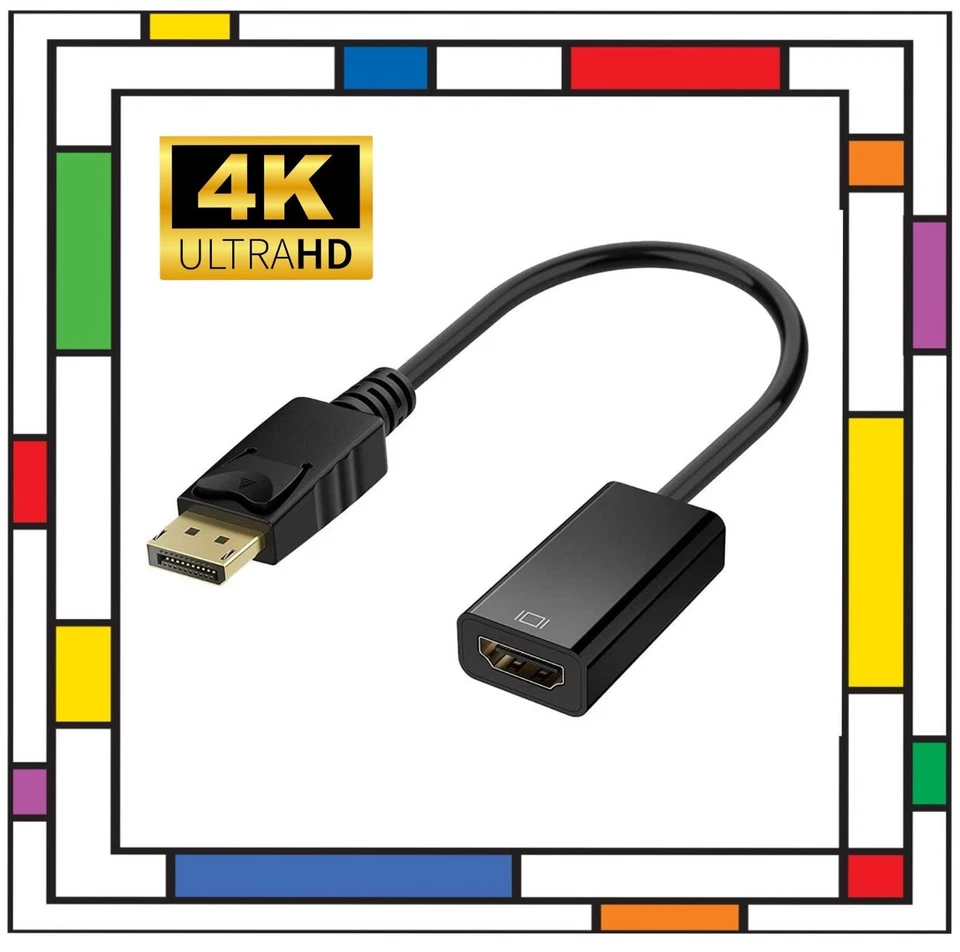 Display Port DP Stecker DisplayPort auf HDMI Adapter für Monitor 4K 30Hz 1080P 60Hz
