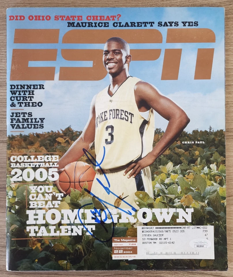 Revista ESPN firmada por Chris Paul 22/11/04 Wake Forest NBA LEGEND JSA Foto 2 de 3