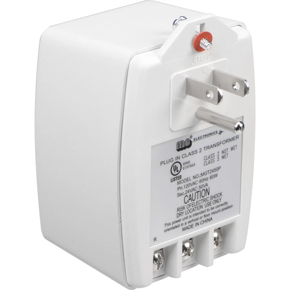 MG ELECTRONICS MGT-2440 AC 24V Transformer 40VA 1660ma Plug in adapter for ALARM SECURITY ETC